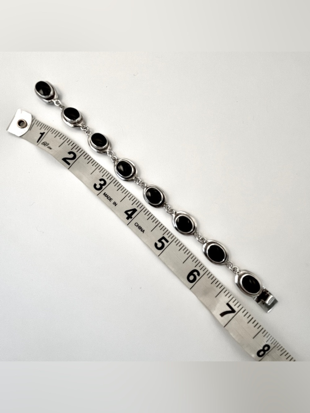 Brenda Schoenfeld Vintage Sterling Silver Black Onyx Bracelet Mexico - Picture 10 of 11